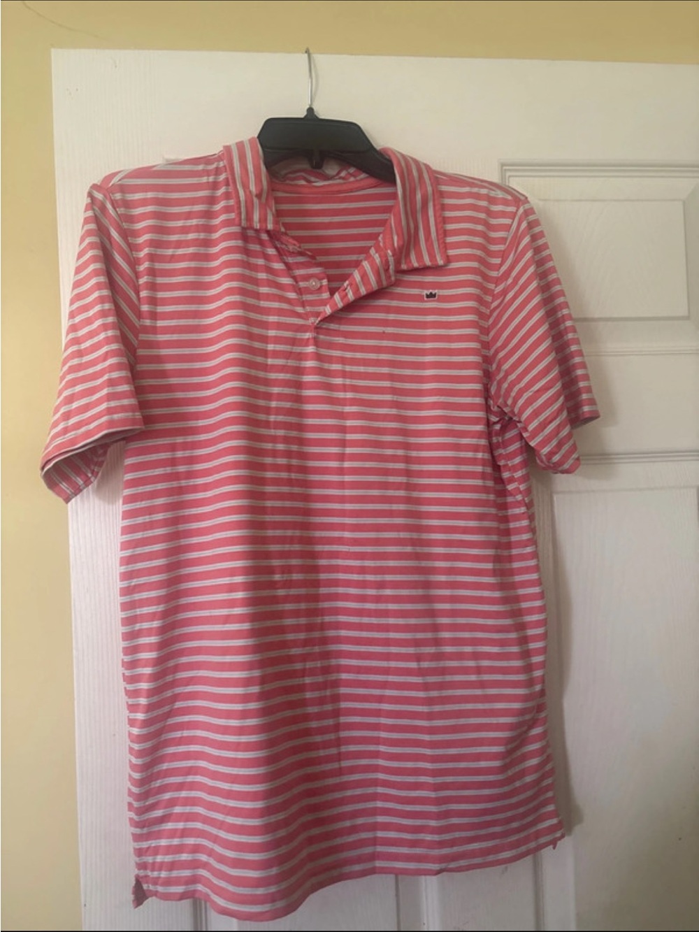 crown & ivy Pink and White Striped Kids Polo